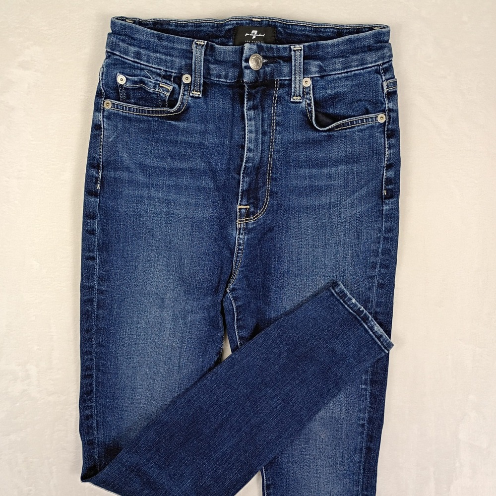 7 For All Mankind Aubrey High Waisted Skinny Jeans Dark Wash Blue Size‎ 25